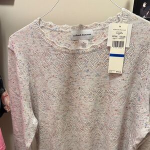 Alfred Dunner White Crewneck Sweater with Pastel Speckles